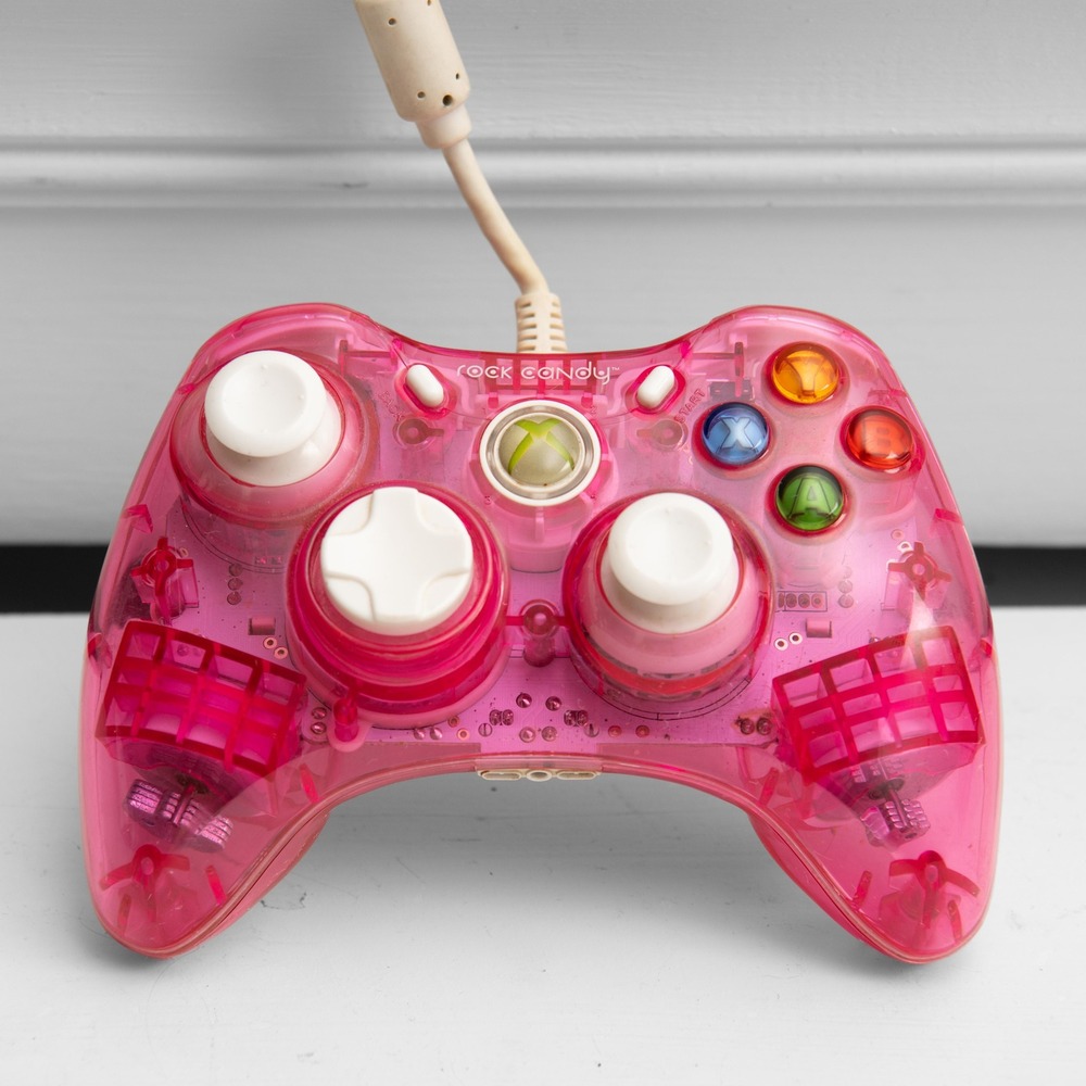 Rock Candy Xbox 360 Wired Controller Pink Translucent Y2K Gamer Girl